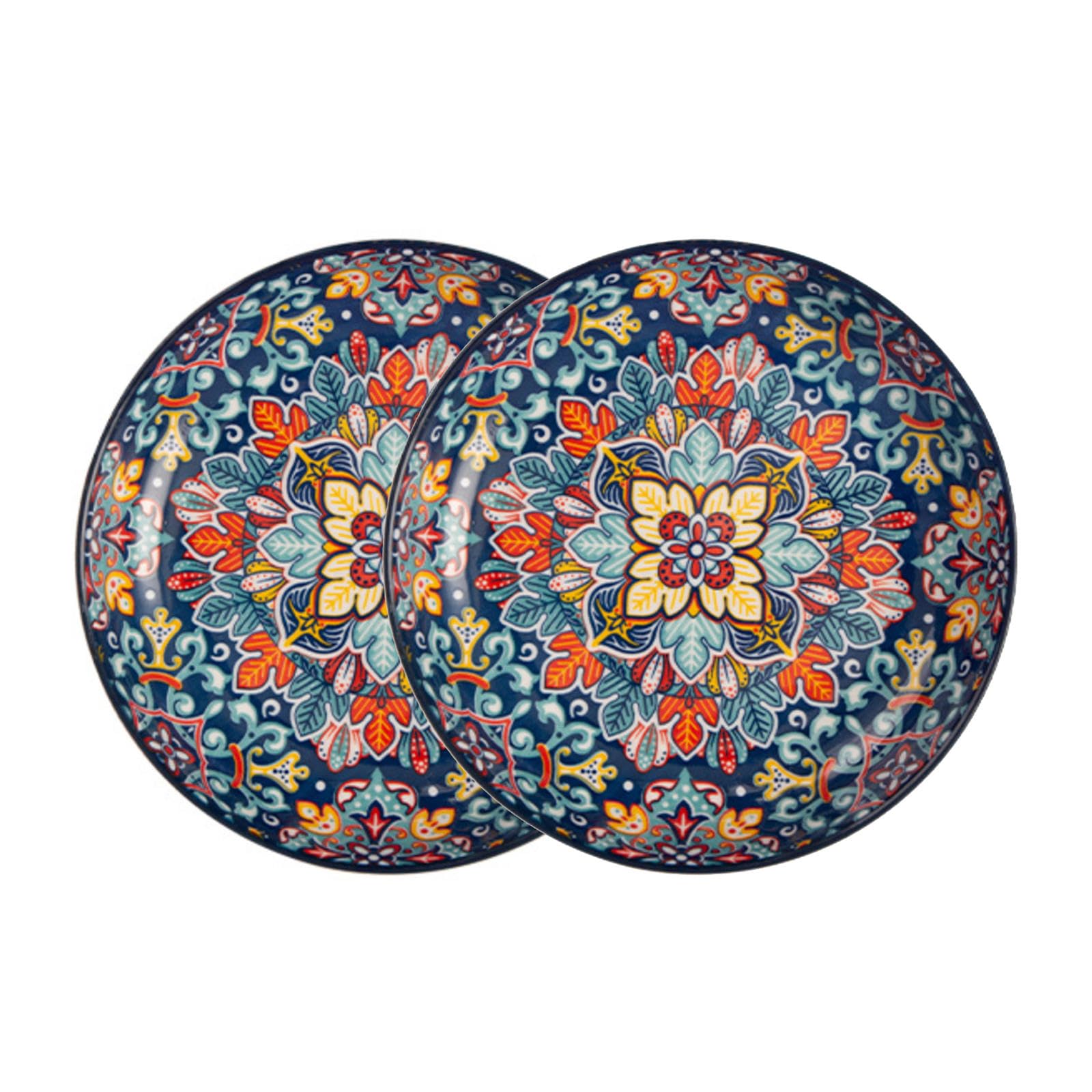 Set di 4 piatti piani rotondi in ceramica colorata da 20 cm, per pasta, torte e waffle, adatti al microonde e alla lavastoviglie