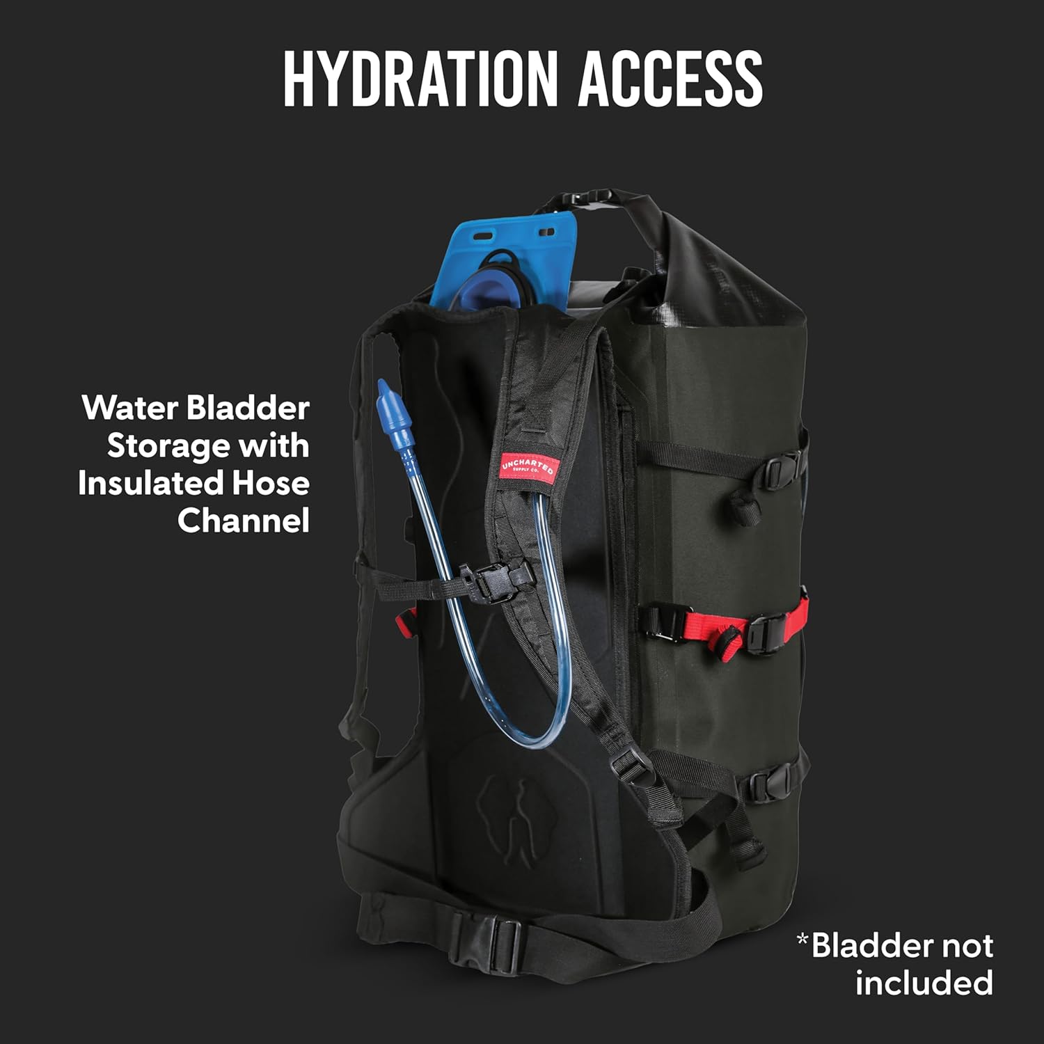 Uncharted Supply Co. Waterproof Roll-Top Backpack – Barron Backpack Durable Dry Bag for Hiking, Travel & Adventure (Black)