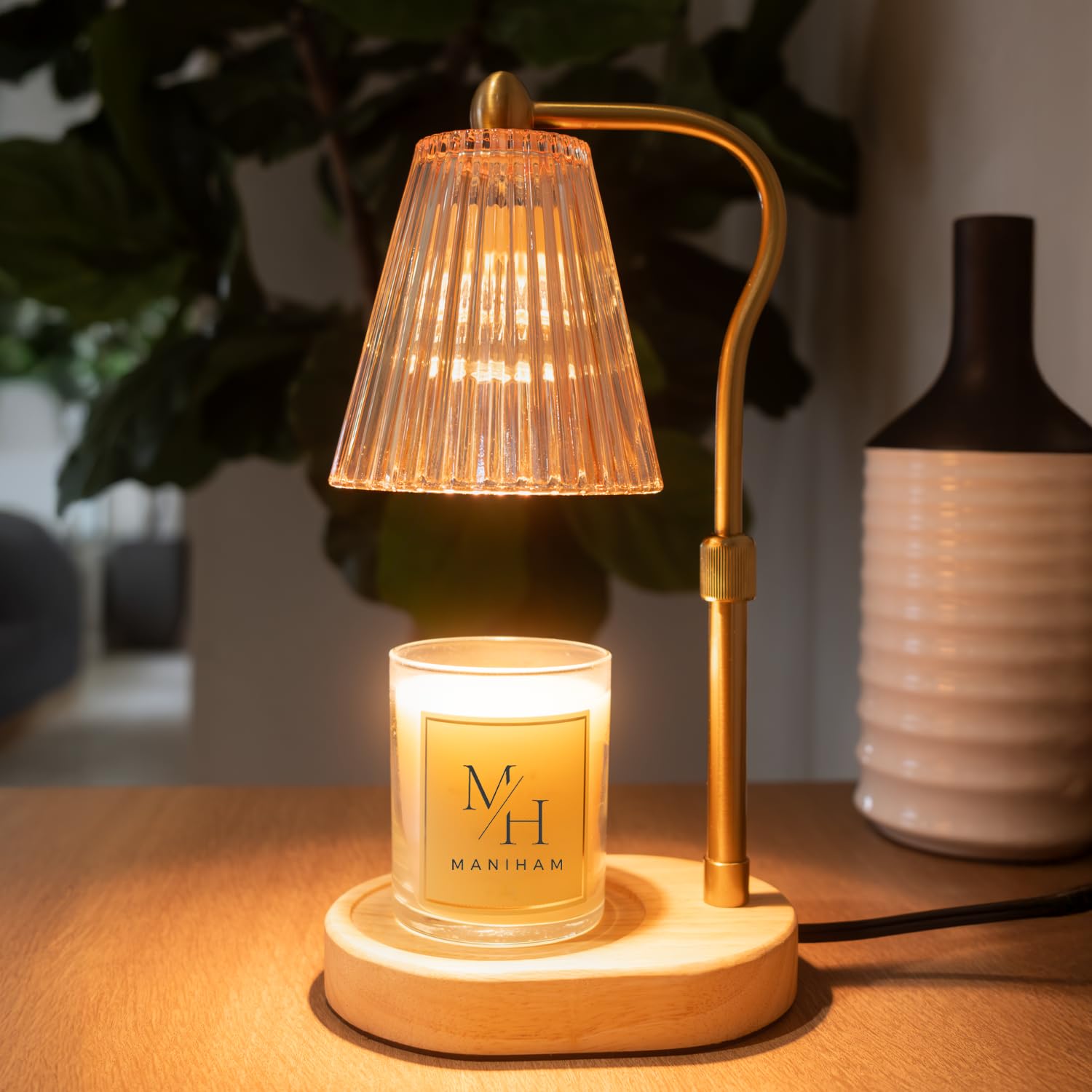 ManiHam Candle Warmer Lamp with Timer and Dimmer, Gifts for Women Sister Mom, Scented Wax Warmer Lamp, Adjustable Height with 2 Bulbs for Jar Candles, New Home House Warming Bedroom Decor