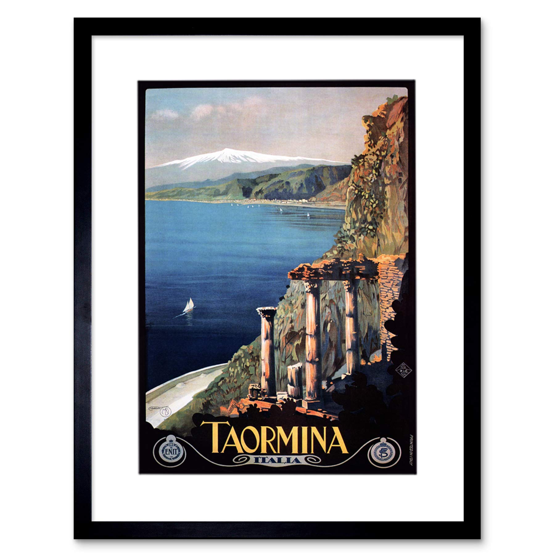 Wee Blue Coo Travel Taormina Sicily Etna Greek Theatre Italy Picture Framed Wall Art Print