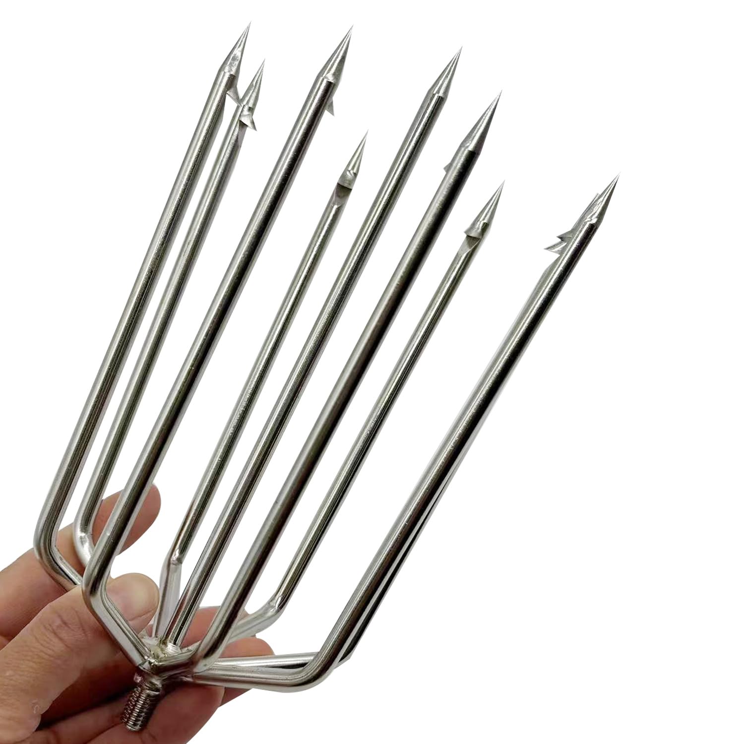 9/11 Zinken große Angelharpune aus Edelstahl, Jagdfisch, Gaff-Gaff-Gabelhaken mit 8 mm Schraube zum Fangen von großen Fischen, Maulwurf, Fröschen, großen Bullfrosch