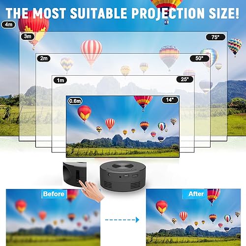 Miniatura 5 de Home Projector, 1080P Mini Projector, Eye Friendly, Remote Control, USB and Audio Interfaces, Support for TV Boxes, Laptops, Desktops, Digital