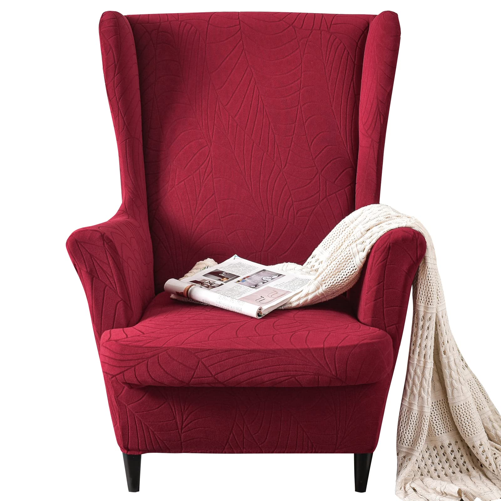 GKXLH Wingback - Set di 2 coprisedia 2 pezzi, design 2 in 1, rivestimento per poltrone, schienale
