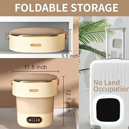 Miniatura 5 de Husono Lavadora para bebés, mini lavadora y secadora plegable de 13 L, lavadora para bebés, pequeña lavadora de lujo ligera hecha de materiales