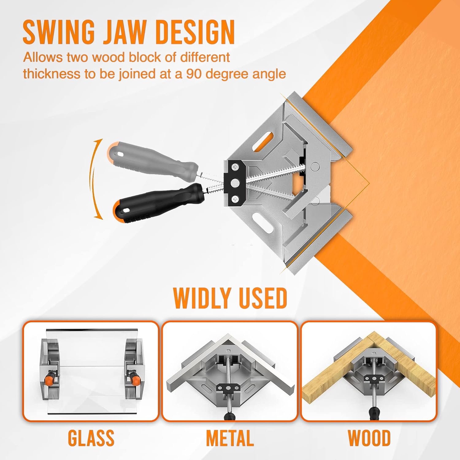 Corner Clamp - 90 Degree Right Angle Clamp – Single Handle Heavy-Duty Aluminum Alloy, Non-Slip Grip, Versatile - Ideal for Woodworking, Welding, and Metalworking Projects by DMNI (pack of 4)