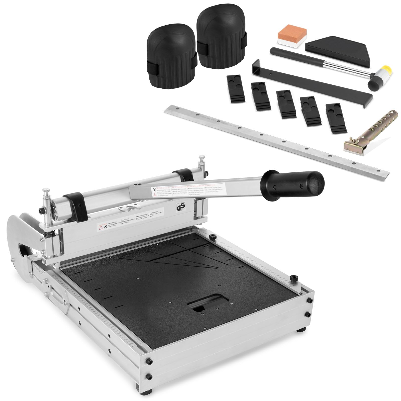 BAUTEC DESIGNCUTTER XL 360° » Profi-Laminatschneider mit Rollen » 420mm Schnittbreite » Längsschnitte möglich » Inkl. 23-tlg. Verlegset, Ersatzklinge, Schleifstein, Knieschoner, Schaber