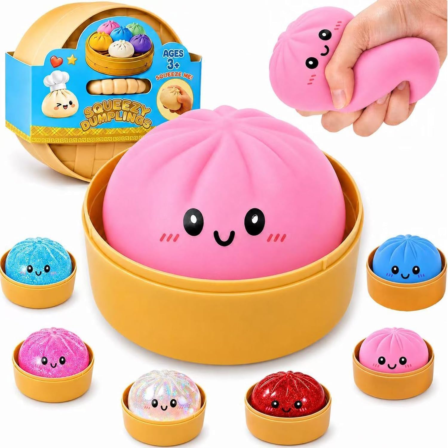 Funny Dumpling Ball Squeeze Toy – Cute Stress Relief Toy for Kids, Birthday Return Gift, Halloween Party Favor-image-3