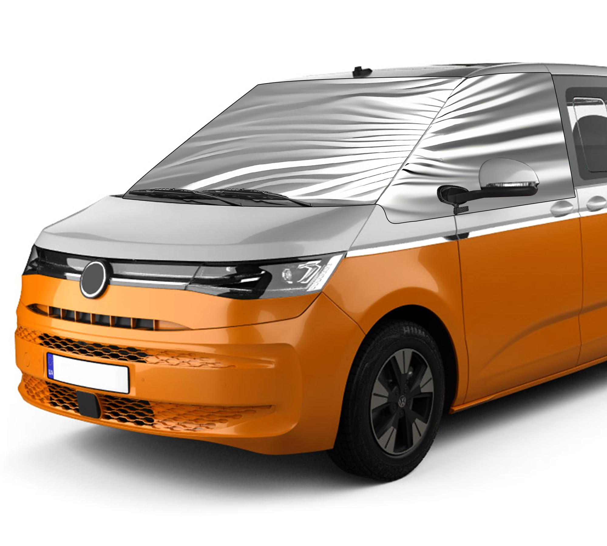 Copertura per parabrezza di ricambio per VW Caravelle/Transporter/Multivan T7, lusso argento, copertura per parabrezza, frontale pieghevole, protezione solare, tappetini termici, oscuramento completo