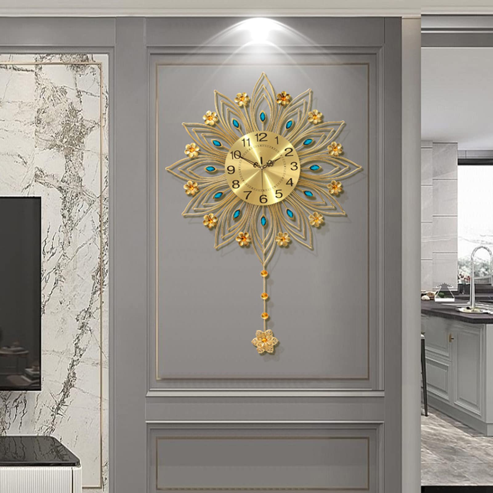 MYUYEE Modern Metal Living Room ation Silent Clock Home Kitchen Office Bedroom Battery Operated Quartz Clock