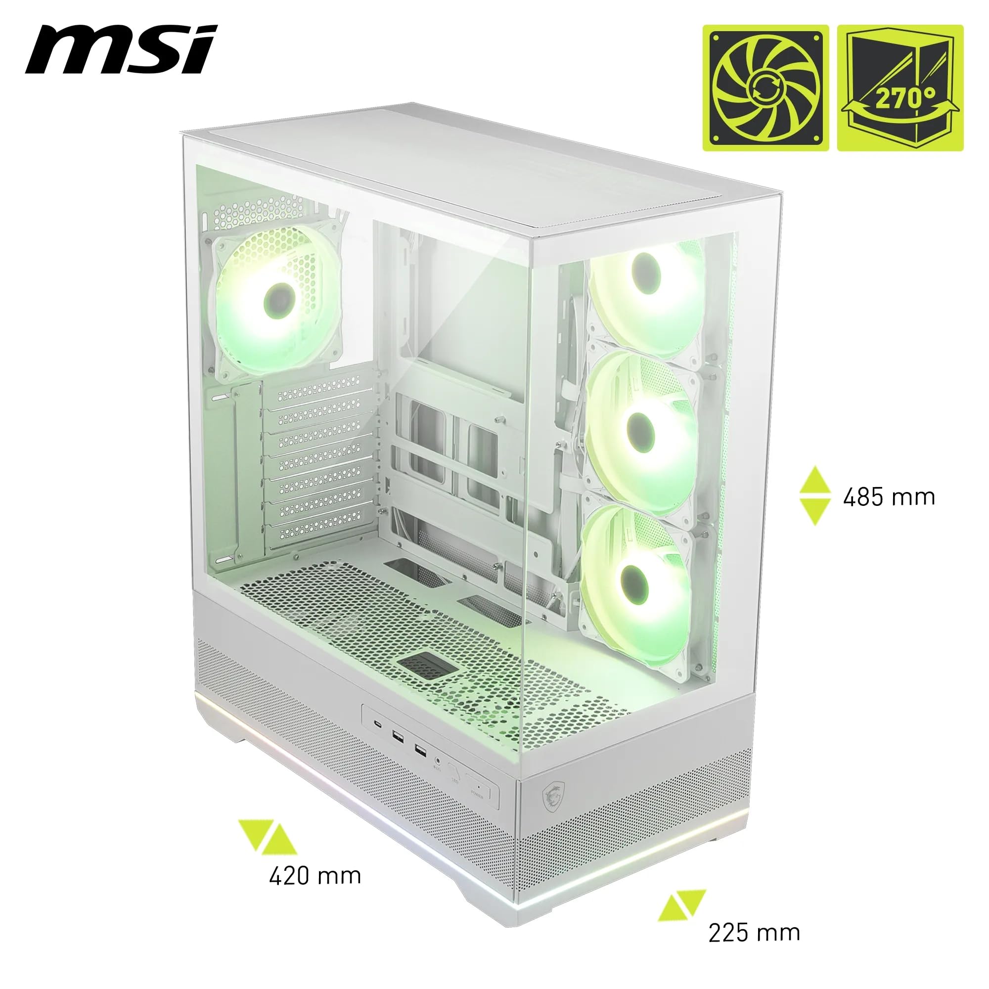 Image secondaire de Boîtier PC MSI MAG PANO 110R PZ White - Design Panoramique et Compatible GPU 400 mm