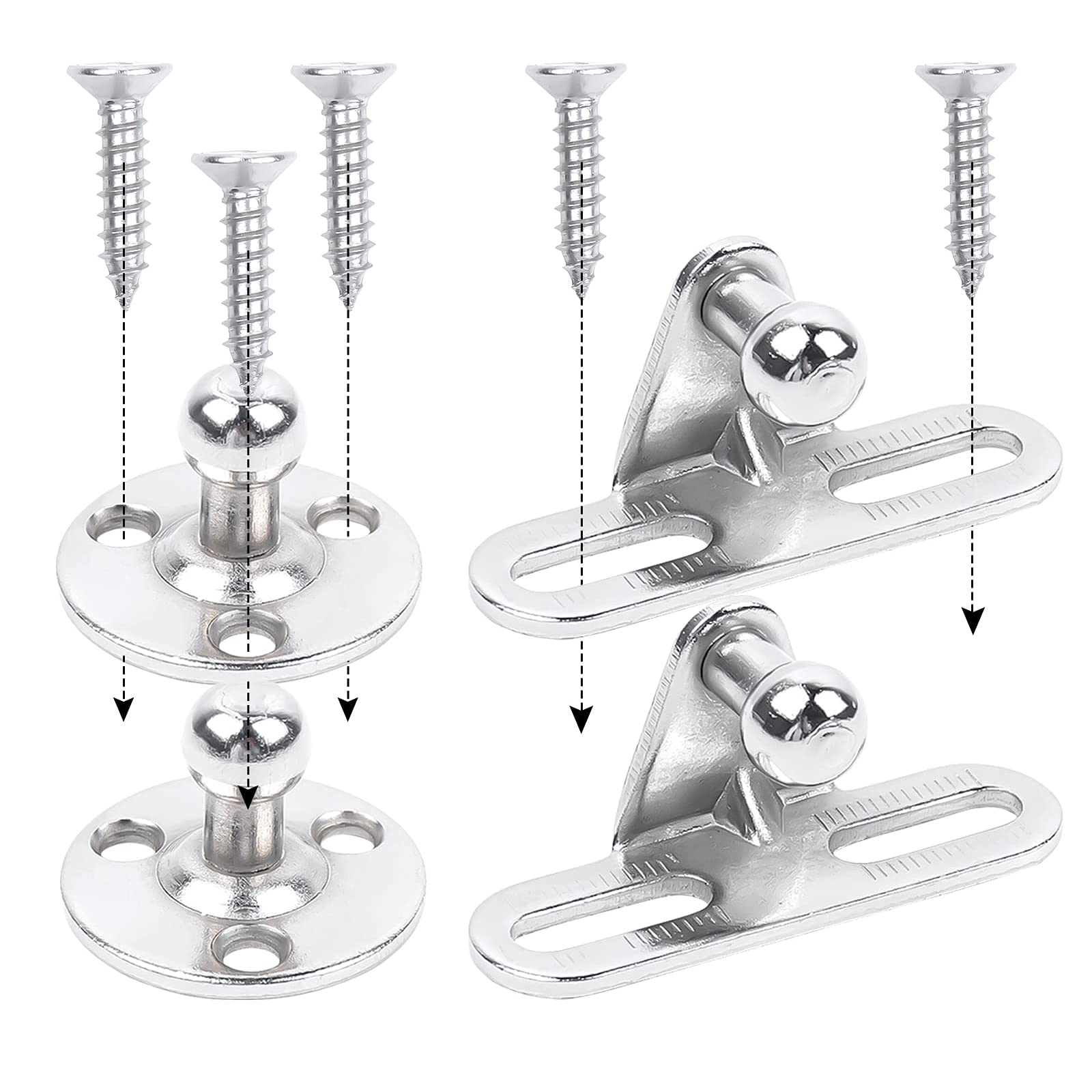 OTUAYAUTO YAQLS01 Gas Strut Mounting Brackets - 10mm Ball Stud with Screws (Pack of 4)