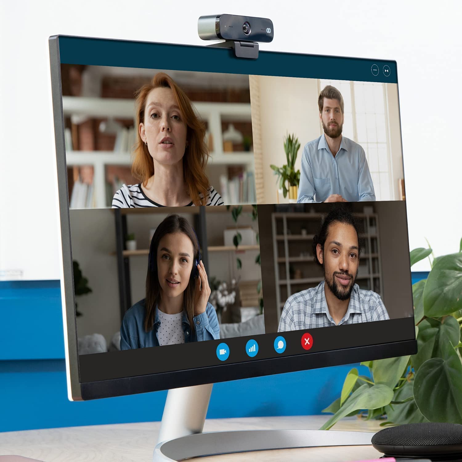 Con certificación Zoom, cámara web Boom Mini 1080P Full HD, USB Plug&Play, micrófonos con cancelación de ruido dual, lente de vidrio 4K, gran angular de 90 grados, corrección de luz, videollamadas,