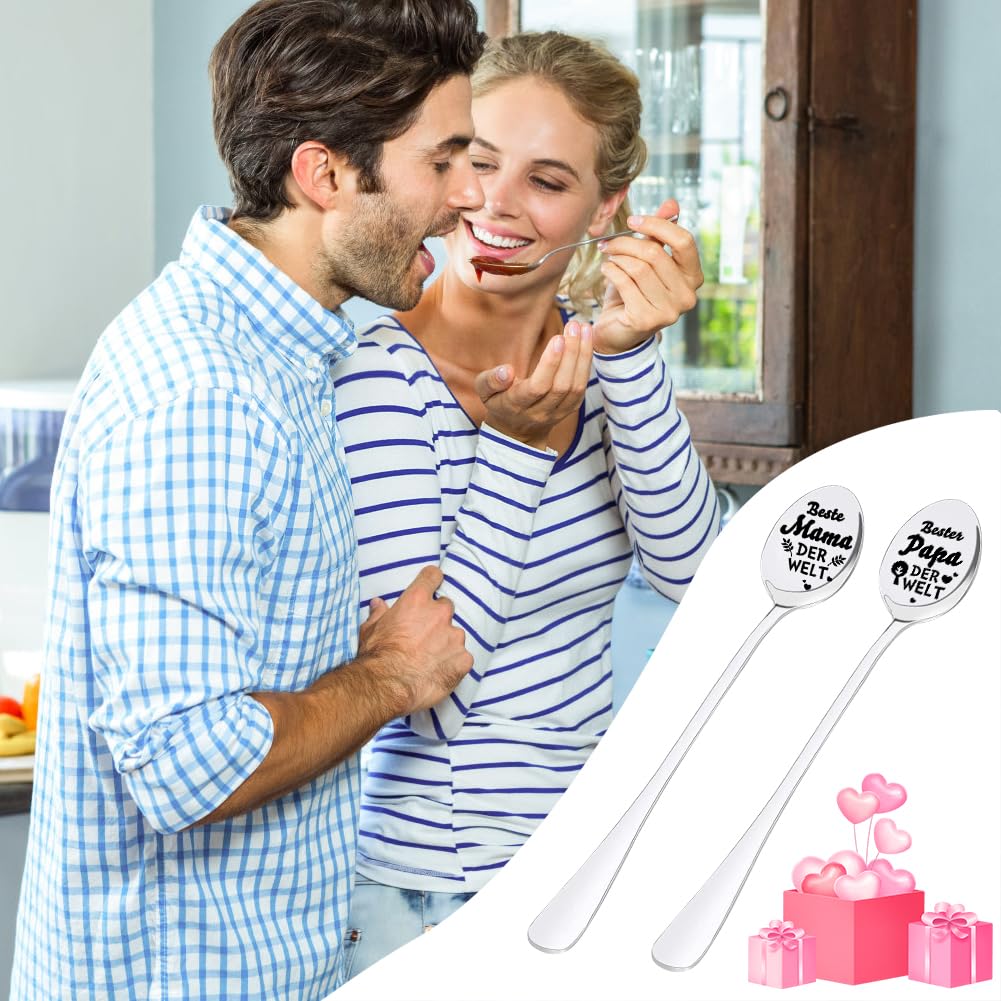 Cucchiaini Da Caffè Incisi - Regalo Per Mamma E Papà, Acciaio