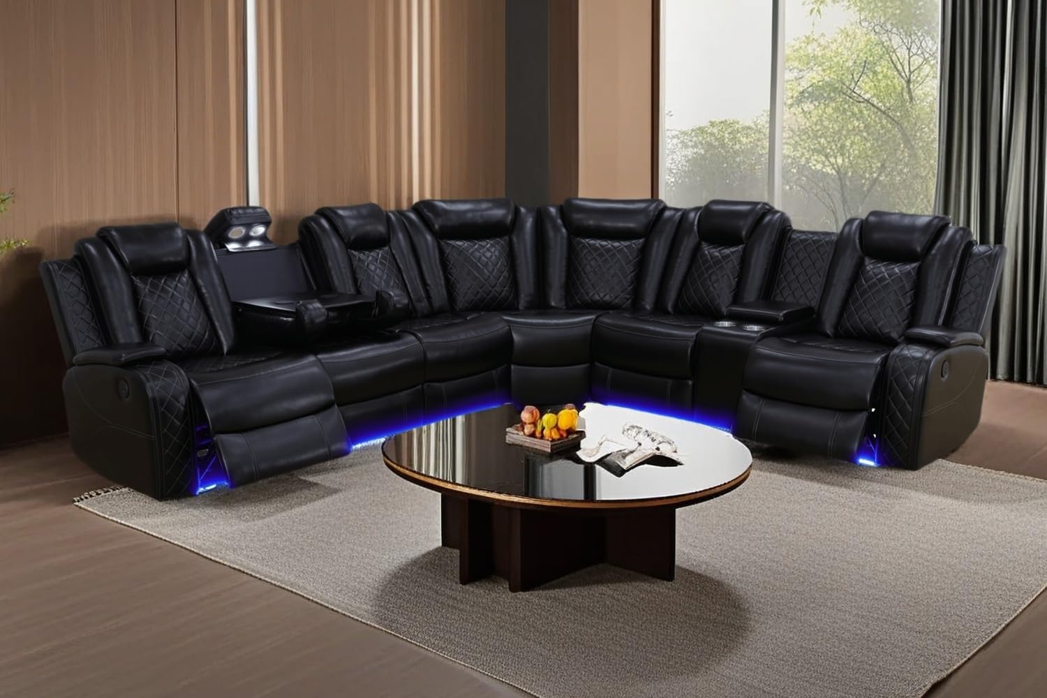A Ainehome Power Furniture Reclining Sectional Sofa Set, Living Room Power Recliner Adjustable Sofa, Loveseat and Chair with USB Chargers/Storage