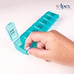 Apex 7 Day Bubble Lok Weekly Pill Organizer, Weekly Pill Organizer, Daily, Easy-Open, See-Through Lids, Organize Medication or Vitamins, Green