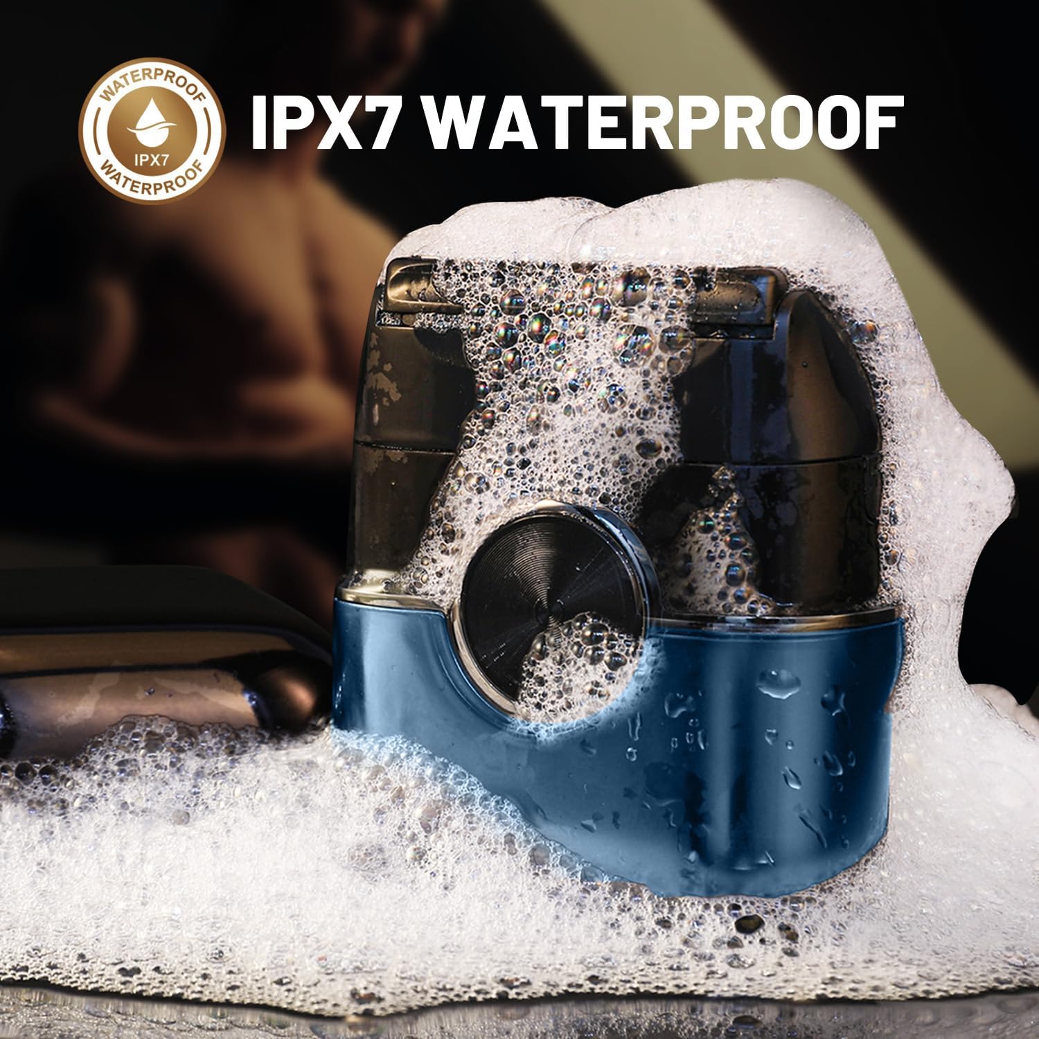 Electric Foil Shavers for Men: Mini Electric Razor with 4 Floating Blades & Big LED Display - Foil Shaver for Men with 2 Gears Adjustable - Face Shaver with IPX7 Waterproof,USB Type C (Pure-Blue) - Image 7