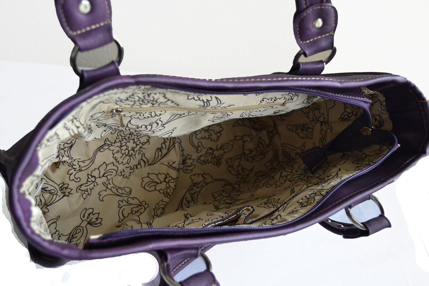 sugar skull day of the dead embroidery gun concealed carry handbag purse set (purple)