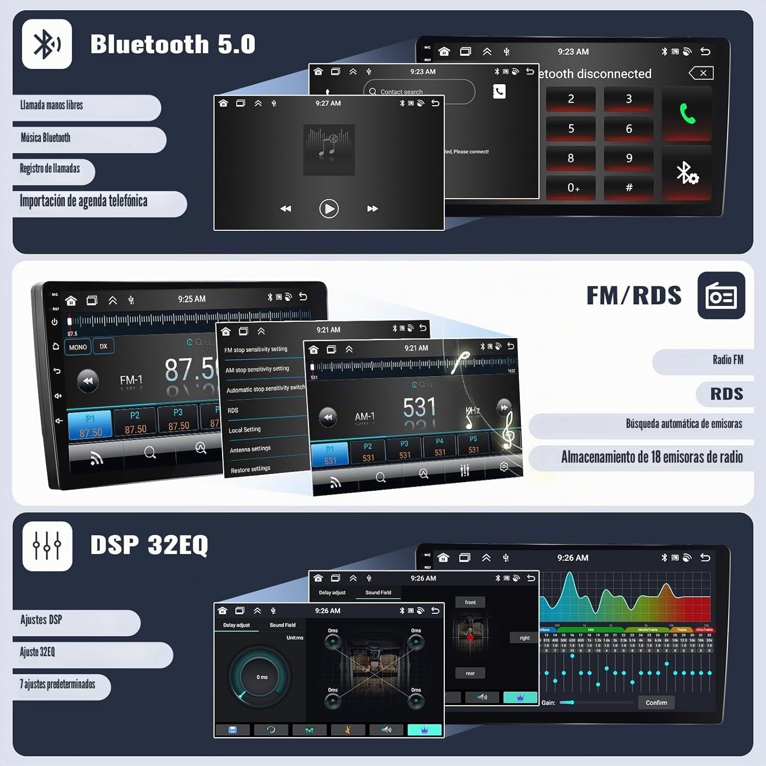 SIXWIN 8 Core 4+64G Android 15 Radio de Coche para BMW X3 E83 (2004-2012) Integrado CarPlay Android Auto DSP GPS, 9” IPS 2.5D Touch Screen,1280 * 720,con WiFi BT USB FM RDS Mirror Link