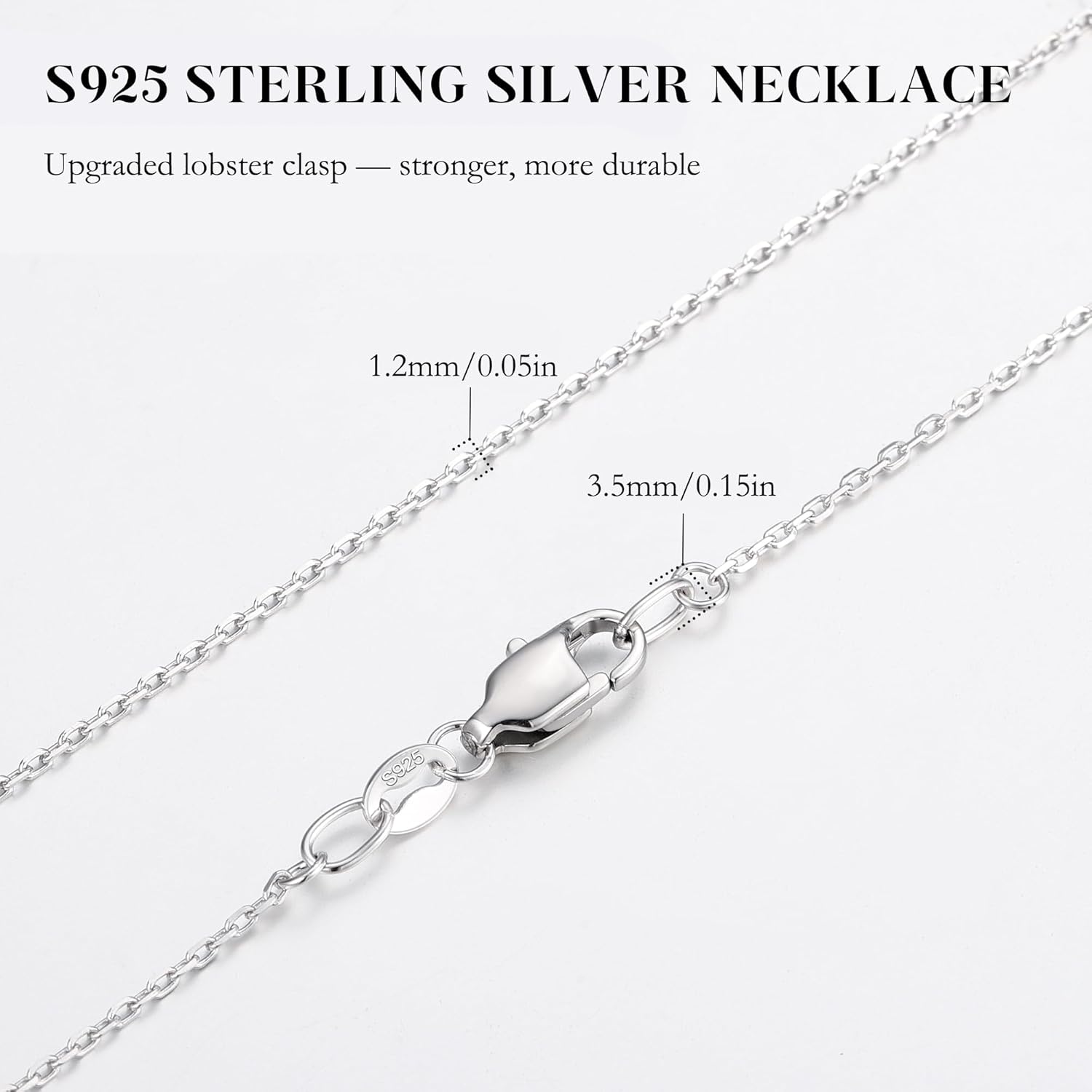 IEFWELL S925 Sterling Silver Chain Necklace for Women - 1.2 mm Sterling Silver Cable Chain, Sturdy hypoallergenic, 14/16/18/20/22/24 Inch Jewelry Gifts for Men Women - Image 2