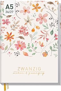 Häfft® Business-Timer 2026 2027 A5 für 17 Monate: August 26 bis Dez. 27 - Buchkalender, Terminplaner, Wochenkalender, Terminkalender, Wochenplaner "Wild Blossoms"