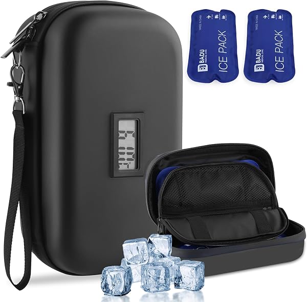 Funda de viaje con enfriador de insulina, aprobado por la TSA portátil con aislamiento para diabéticos con visualización de temperatura del termómetro, organizador de medicamentos - 1