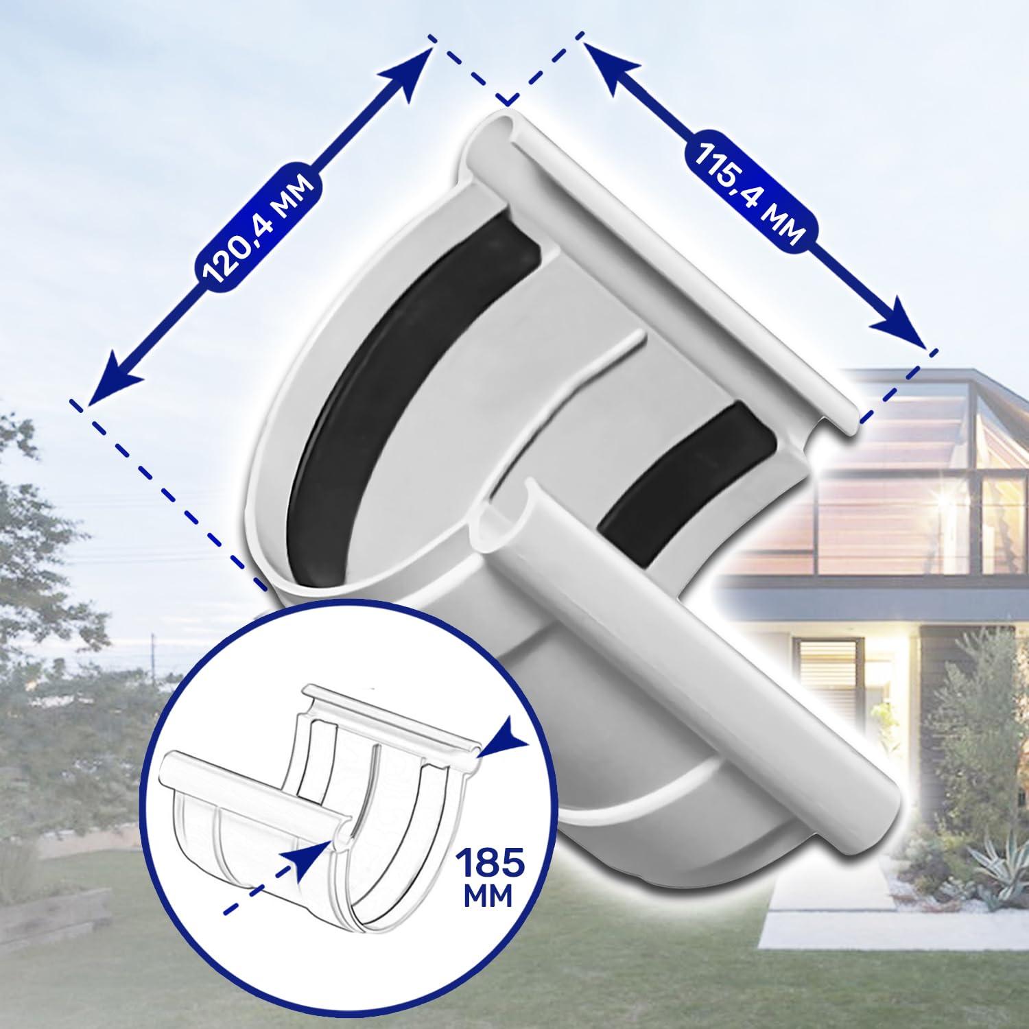 Connector for Guttering Extension with Diameter 185 mm Made of PVC - Warranty 10 Years - MONTERAL - Image 2