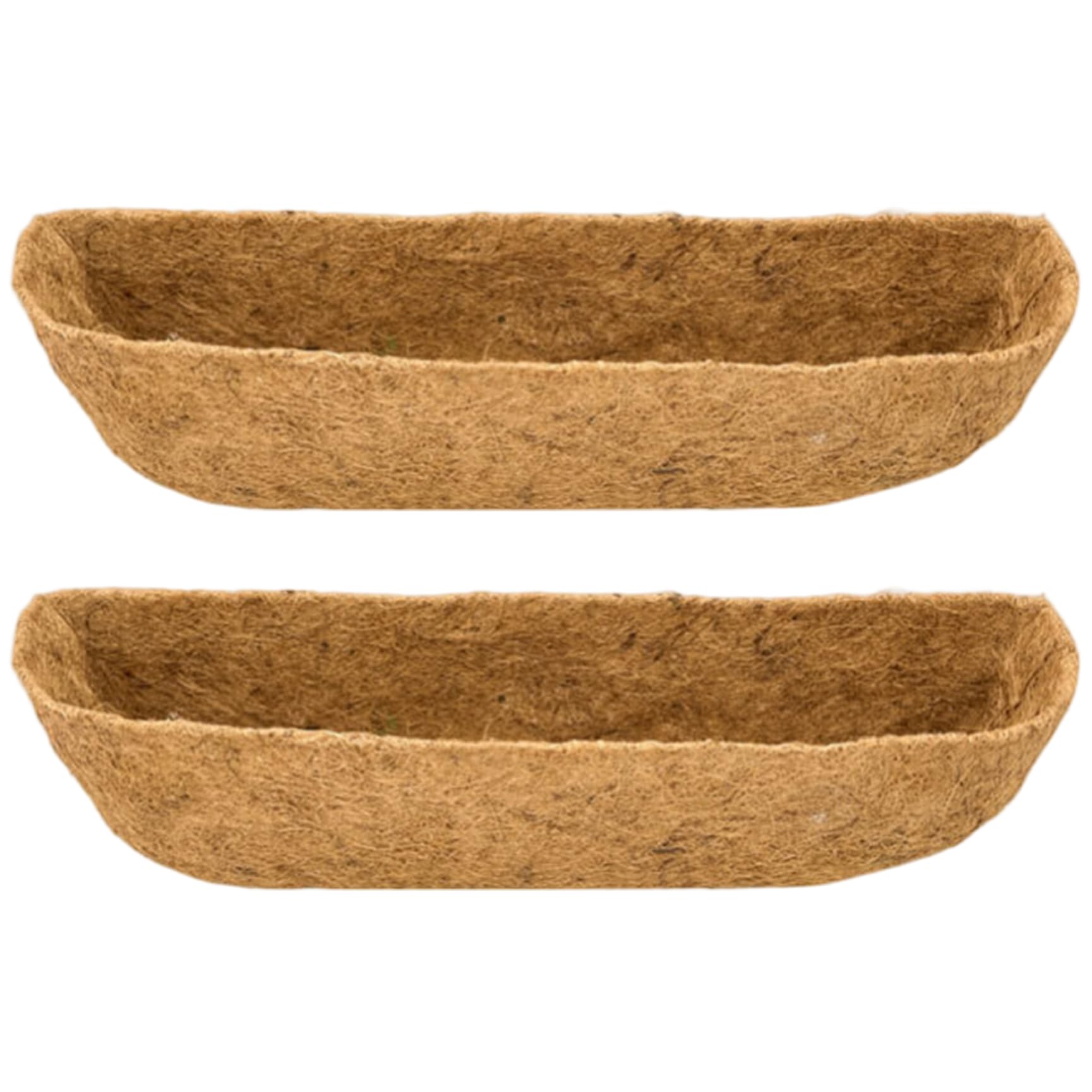 CAKEEYUM 2 Pack Coconut Fiber for Plants 24 Inch Natural Basket Liners Half Moon Trough Planter Liners for Window Box & Hanging Planter