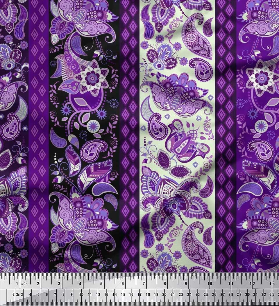 Soimoi Cotton Jersey Knit Material - Paisley Pattern- Royal Blue - 58" Wide Printed Stretch Fabric by The Yard for Summer Clothing, Scarves, Tees & Casualwear
