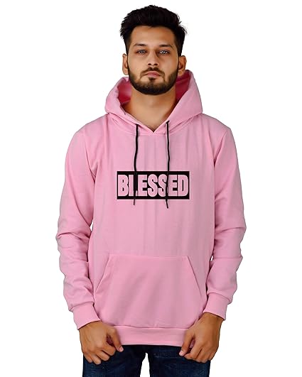 HOODMASTAR Hood Mastar Unisex-Adult Cotton Hooded Neck Blessed Printed Hoodie (Blessed Hoodie Pink HM-S_Pink_S)