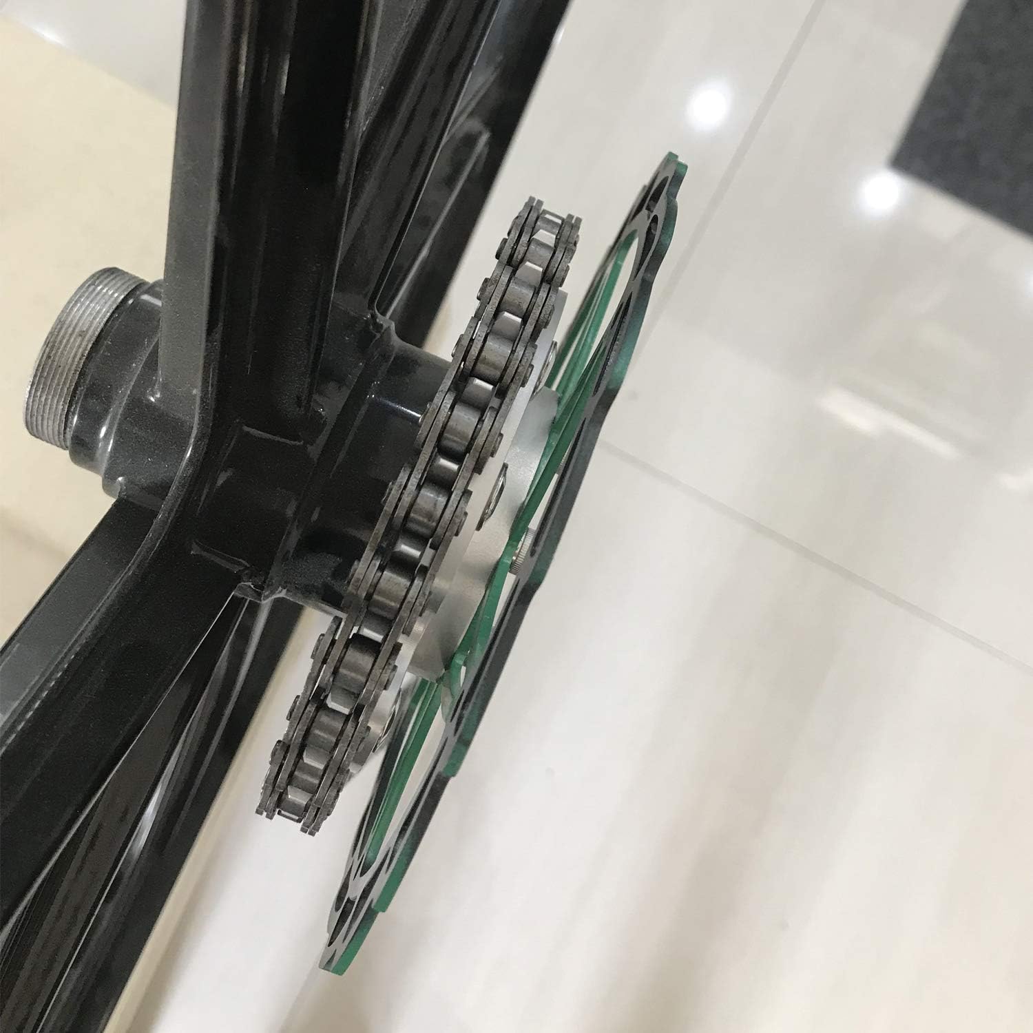 26" Aluminum Mag Wheels with Disc Brake Rotor Adapter and 28T Sprocket/Black/Bicycle Wheel/Rim