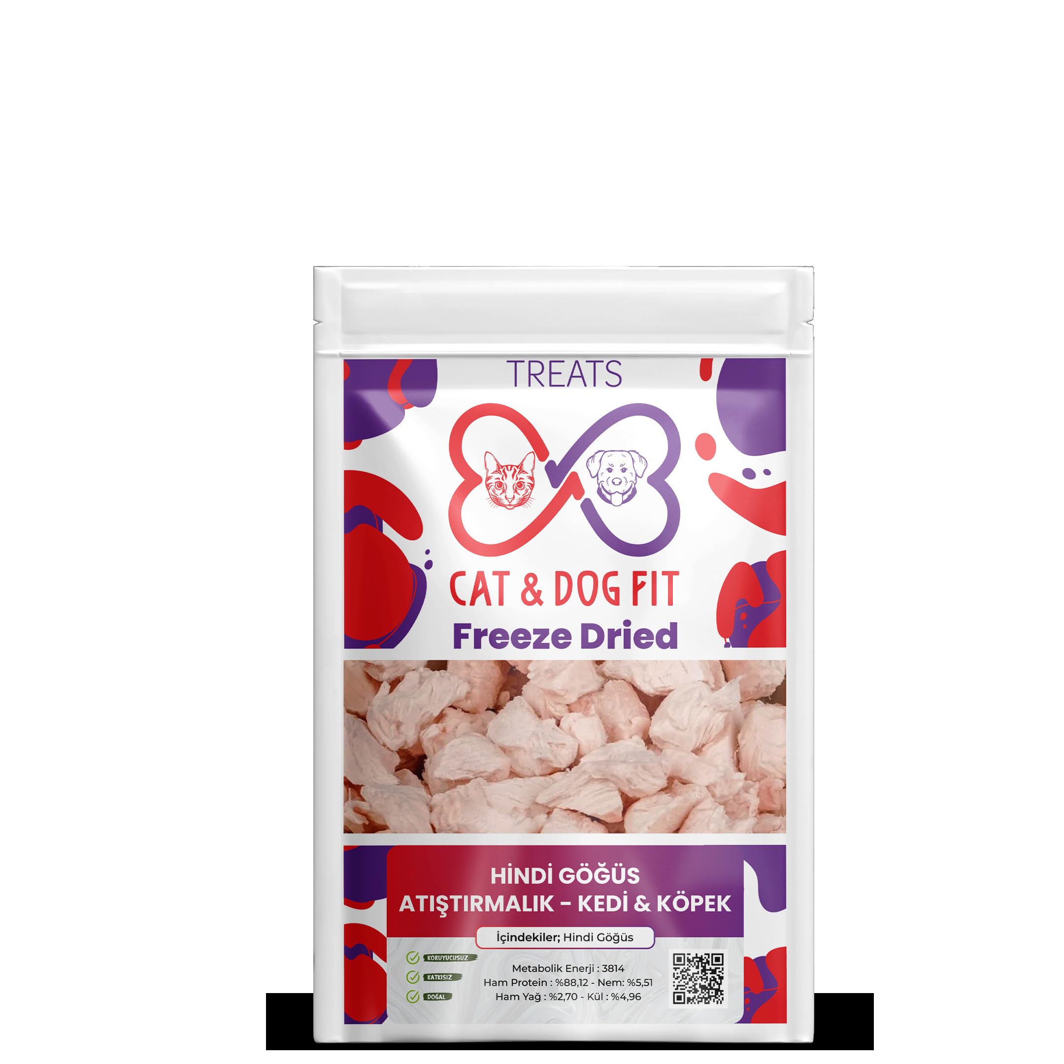 Freeze-Dried Hindi Göğsü Kedi Atıştırmalık Mama%100 Doğal Katkısız Ödül Maması (1 Paket)