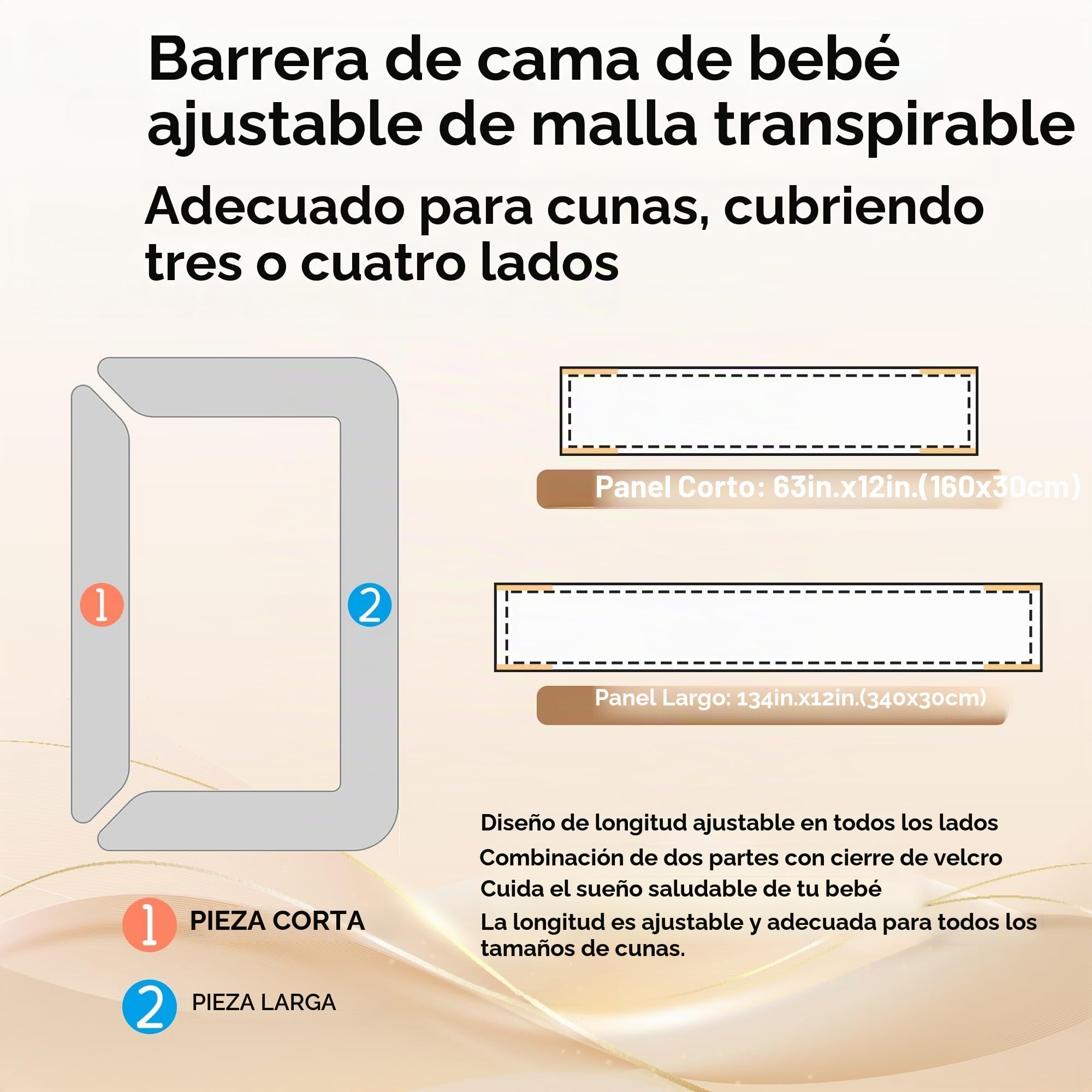Almohadilla de Malla Transpirable para cunas, tecnología de Flujo de Aire de 3 mm, se Adapta a Las cunas estándar, Seguro y cómodo, Color Blanco
