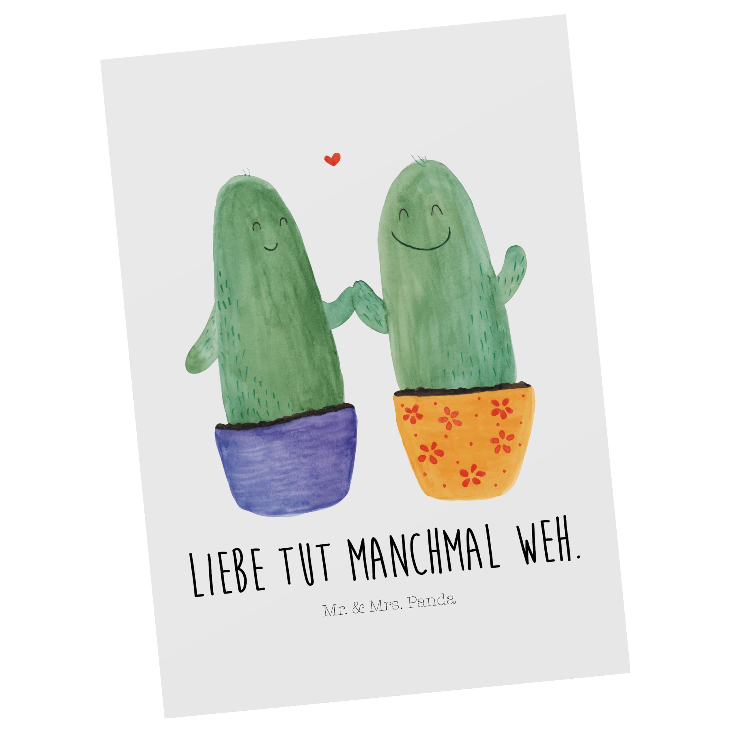 Mr. & Mrs. Panda Postkarte Kaktus Liebe - Geschenk, Trennung,  Ansichtskarte, Ansichtskarten, Prchen, Grukarte, bildkarte, Love,  Kakteen, Hochzeit, ...