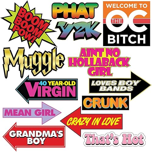 Miniatura 3 de Throwback - Juego de accesorios para cabina de fotos de los años 2000 y 90, divertida decoración de fiestas temáticas de los años 2000 y 90,