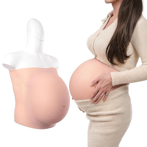 BodhiTCM Silicone Pregnant Belly 6,9 Month Artificial Fake Pregnancy with Realistic Texture for Movie Props, Performance, Training and Faking Pregnancy (Ivory white, 9 months) - 9 months - Ivory white