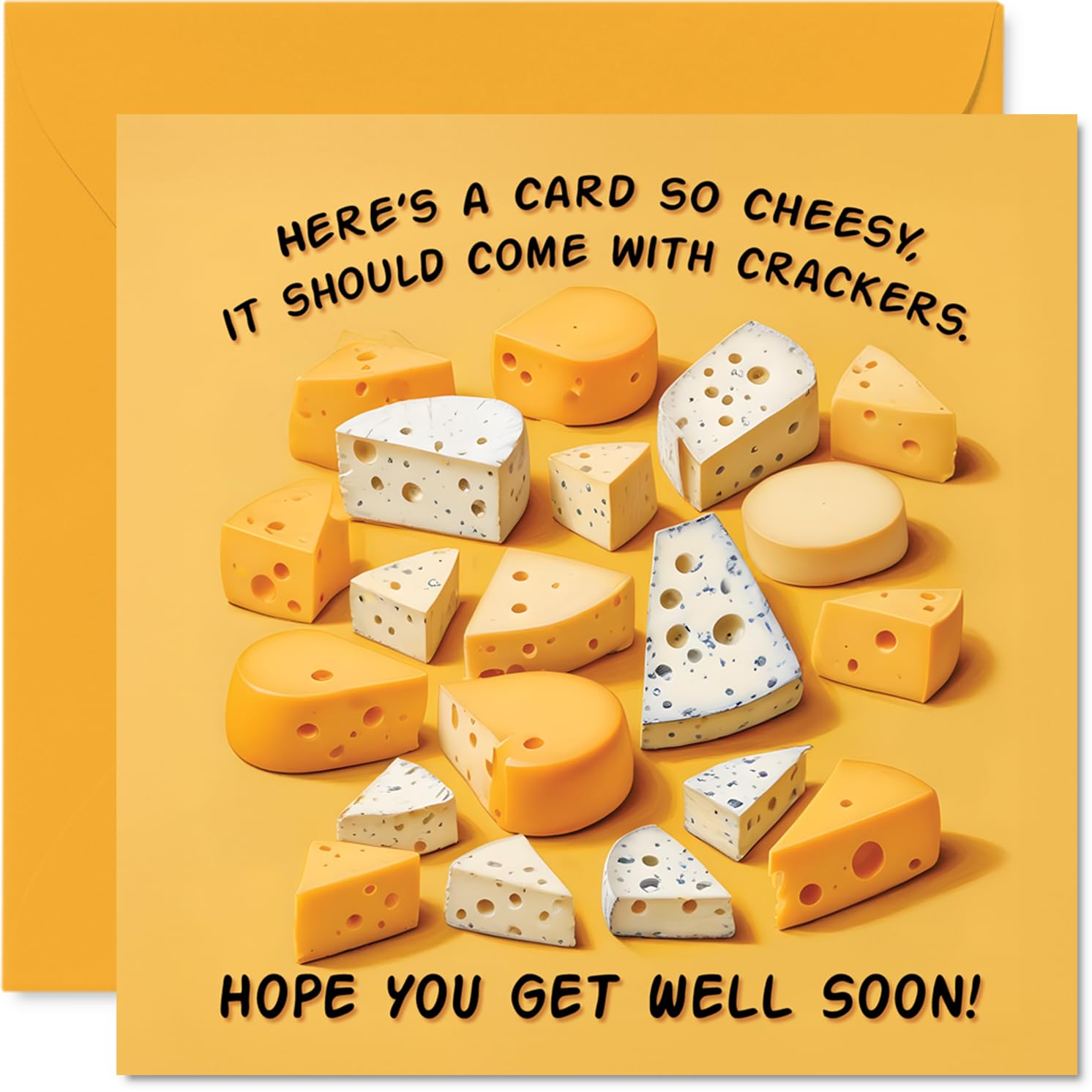 Funny Get Well Soon Cards for Men Women - So Cheesy - Speedy Recovery Card for Grandma Cousin Brother Nanny, 145mm Get Well Greeting Cards