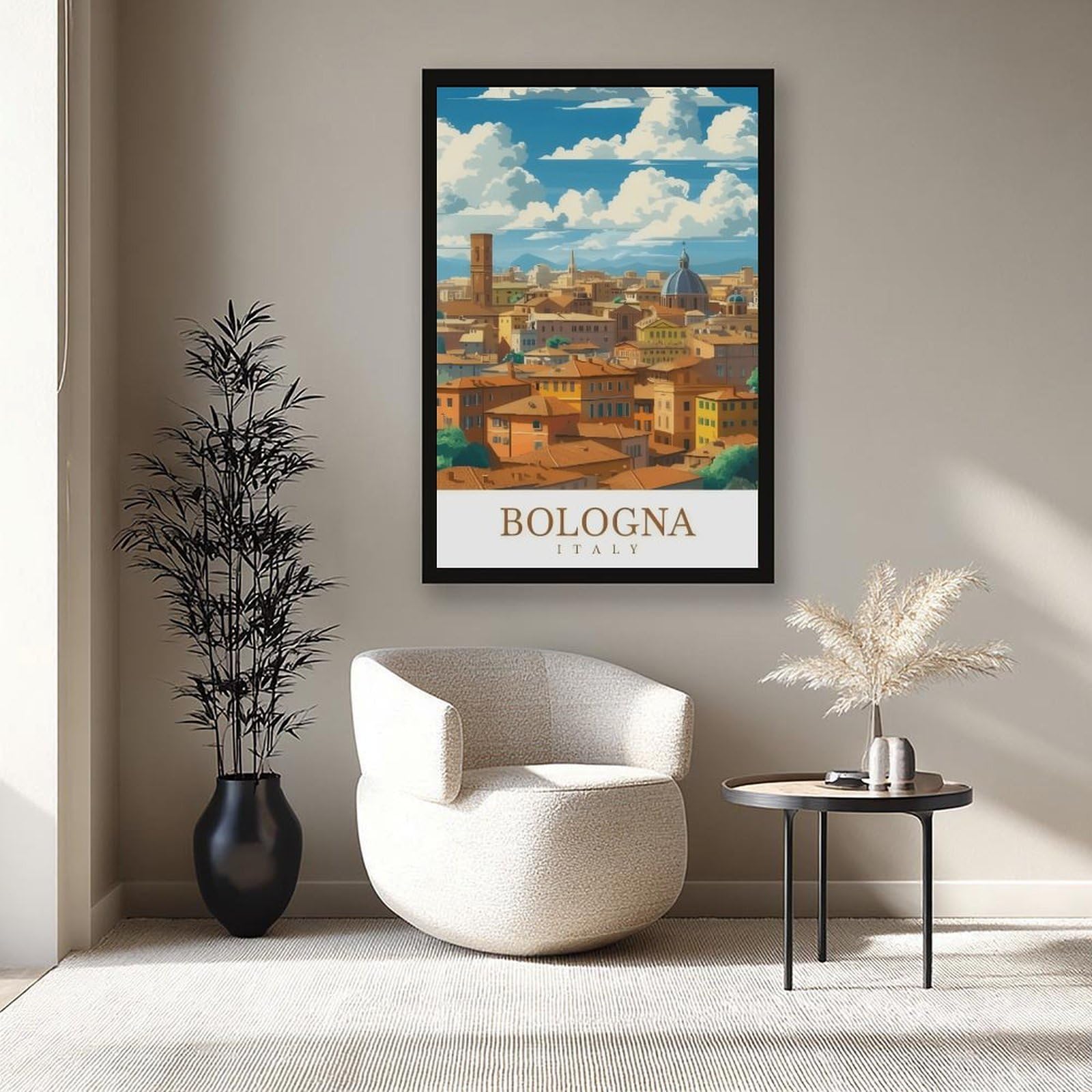 Poster su tela a tema viaggi Bologna, Italia (1), decorazione per camera da letto, ufficio, stanza, regalo, 40,6 cm di lunghezza x 61 cm di larghezza