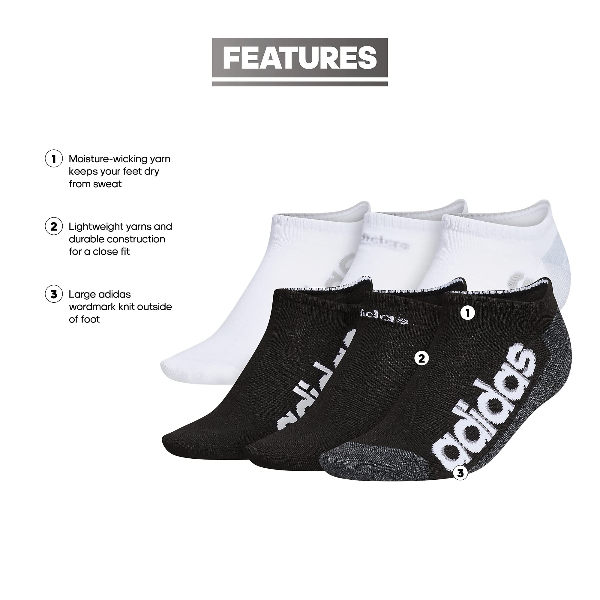 adidas Damskie skarpety Superlite Linear 3.0 No Show (6 par)