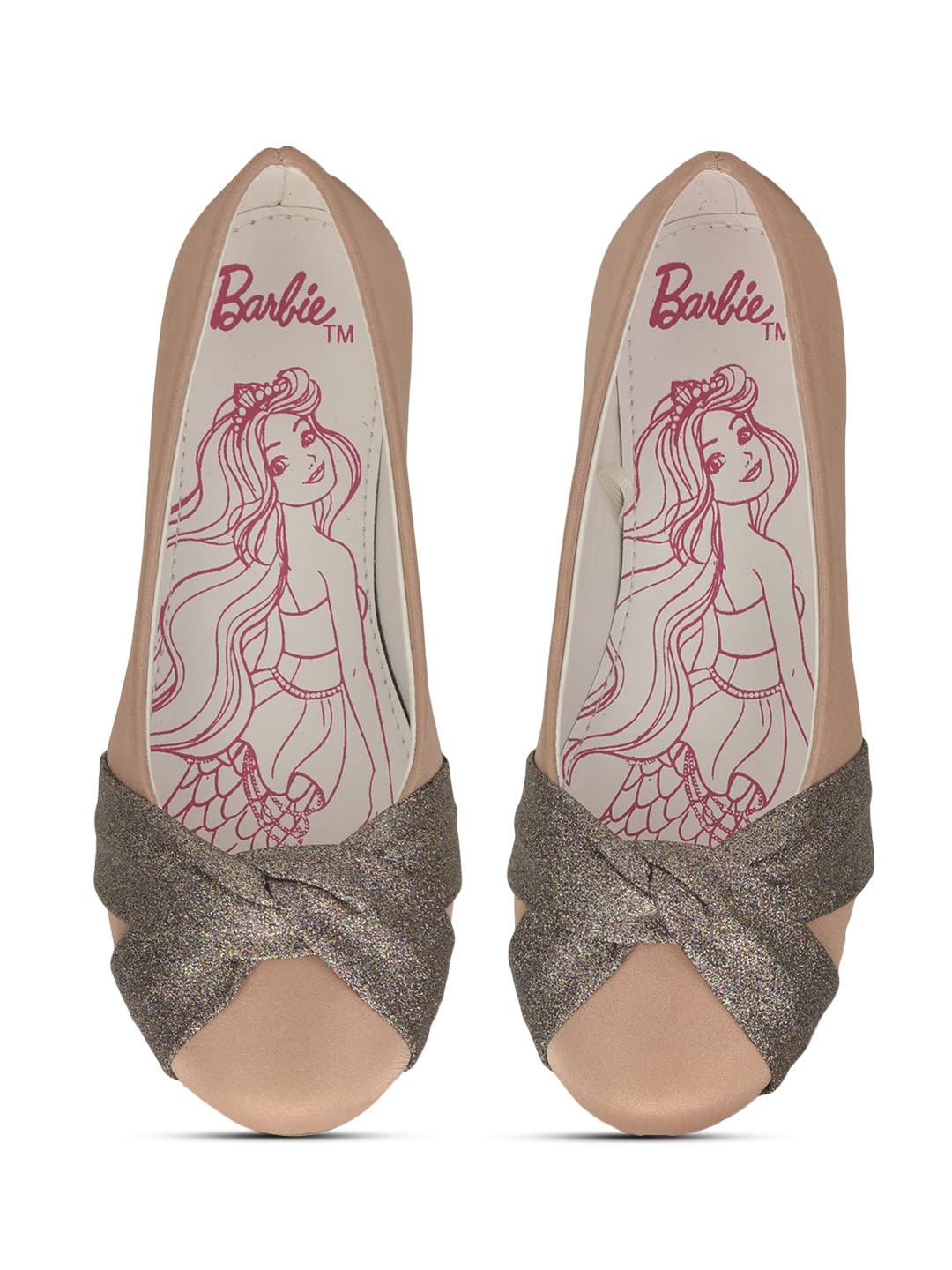 toothlessBarbie Kids Girls Rose Gold Ballerinas