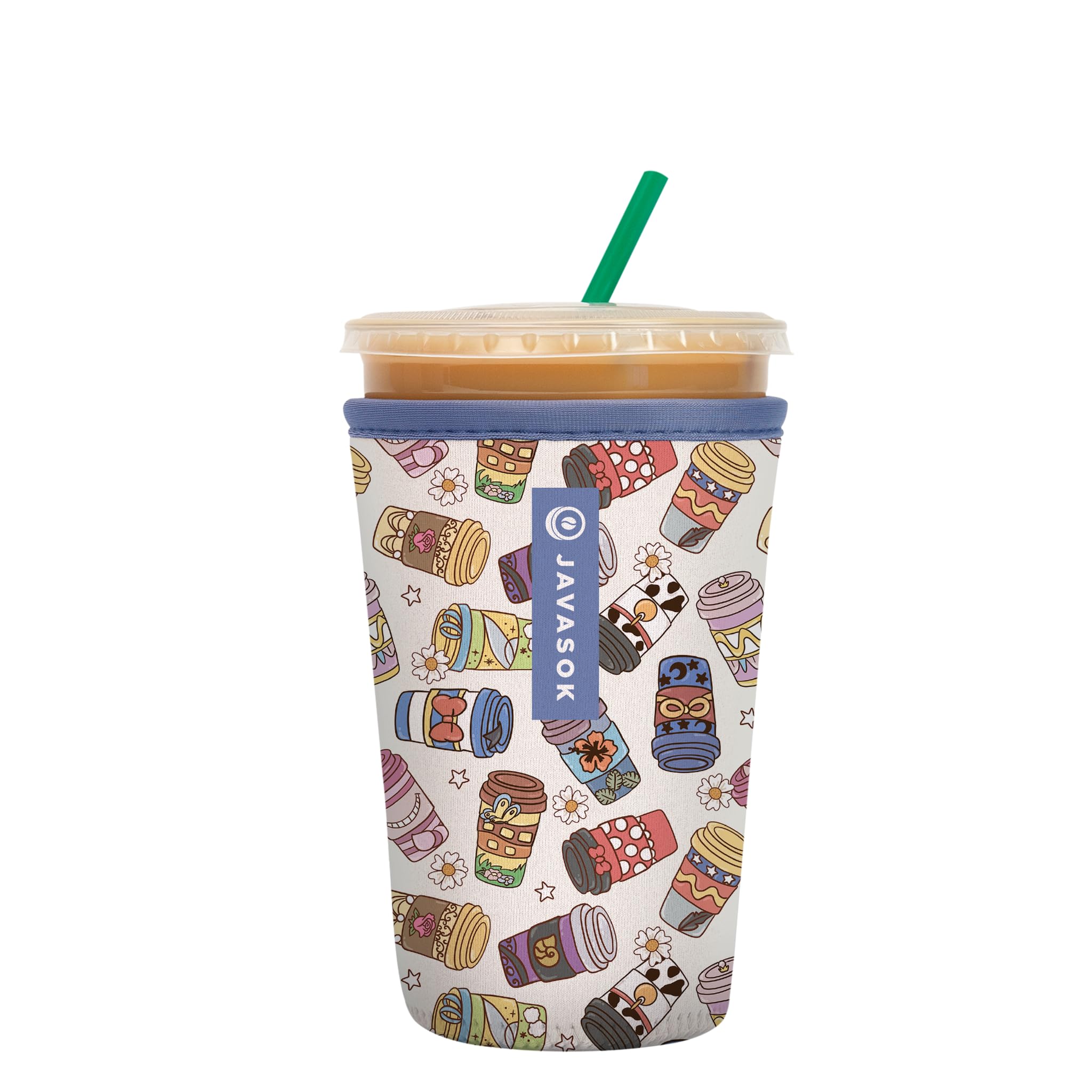 Sok It JavaSok Iced Coffee & Cold Soda Insulated Neoprene Cup Sleeve (Happiest Cup, Medium: 22-28oz)