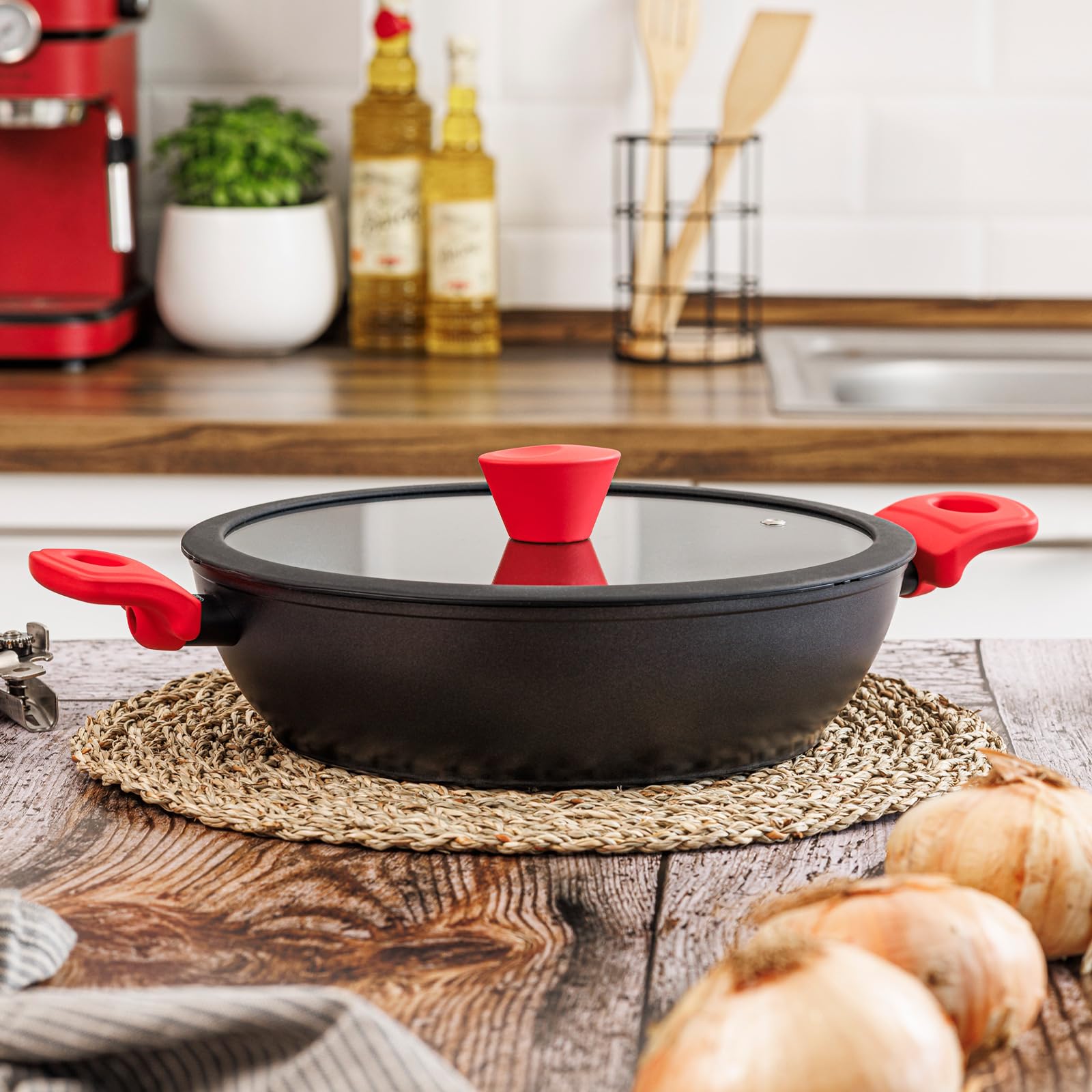 CASTEY Red Casserole basse 100% aluminium recyclé