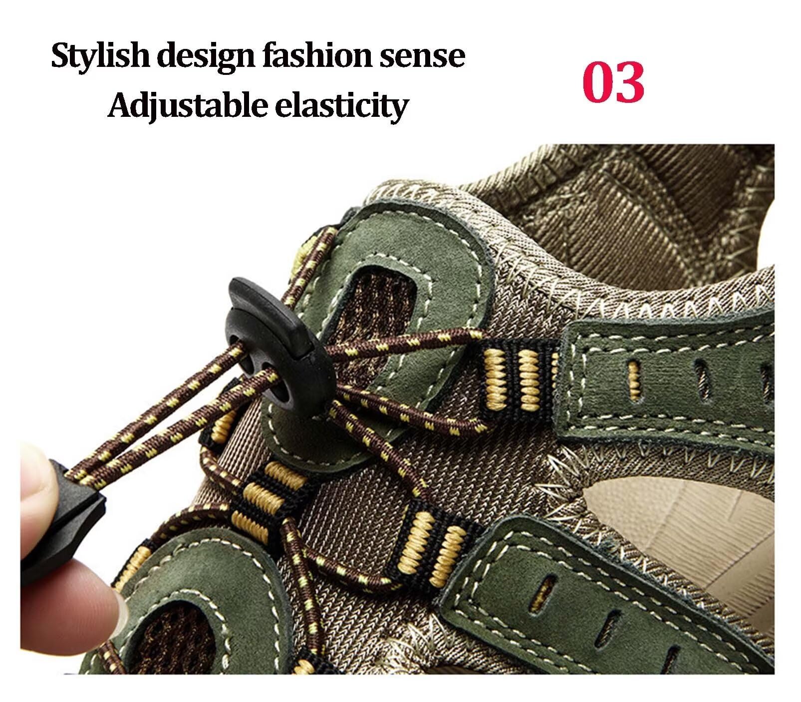 Rivccku Sandali Estivi Uomo Esterni PelleTraspirante Sandali Sportivi Scarpe da Trekking Passeggiata Fisherman Casual Sneakers Antiscivolo