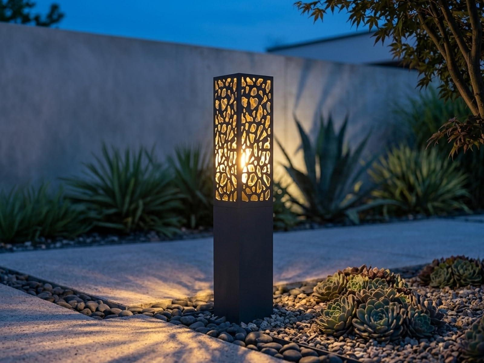meineWunschleuchte Sockel-Leuchte Anthrazit für Garten Wegbeleuchtung | Höhe 60cm, mit E27 LED, Edelstahl, moderne Wegeleuchte, Schutzklasse IP44, mit besonderer Stanzung