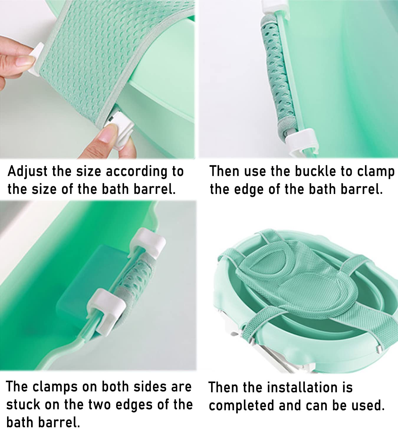 Baby Bath Seat Support Net Soft Headrest Baby Bath Cushion Pad, Breathable Newborn Infant Bathtub Shower Mesh Mat, Adjustable Shower Pad Portable Anti-Slip Bath Sling 0-18 Months, Green (No Bathtub)
