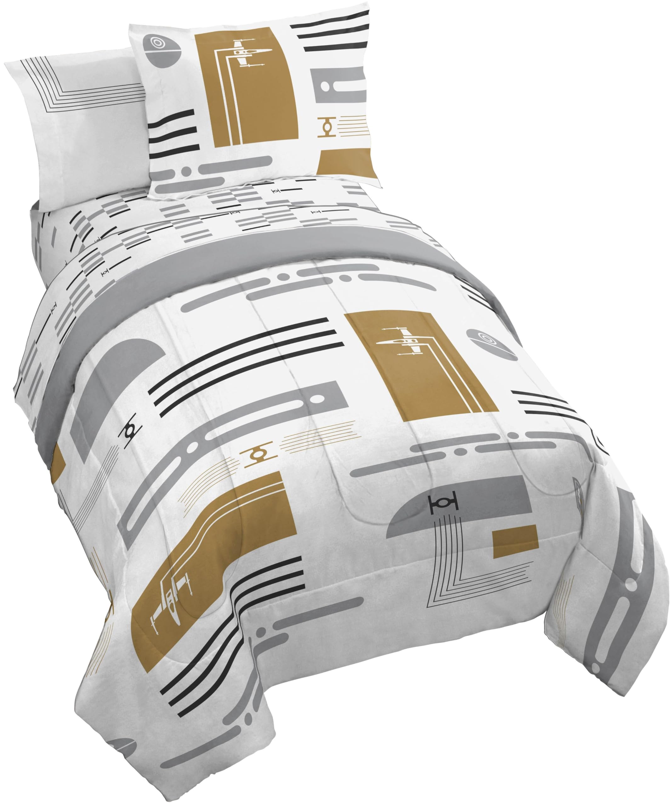 Comforter Set Includes Sheets and Pillow Covers - Soft and Cozy Bed Set for Stylish Room Decor, White - Star Wars, 7 Piece Full Size Bedding