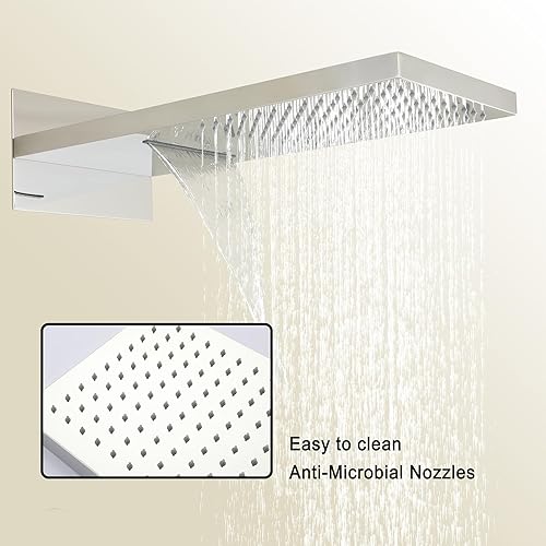 Miniatura 2 de CASAINC Cabezal de ducha de lluvia de 20 pulgadas con mano, sistema de ducha termostático montado en la pared, juego completo de grifos de ducha de