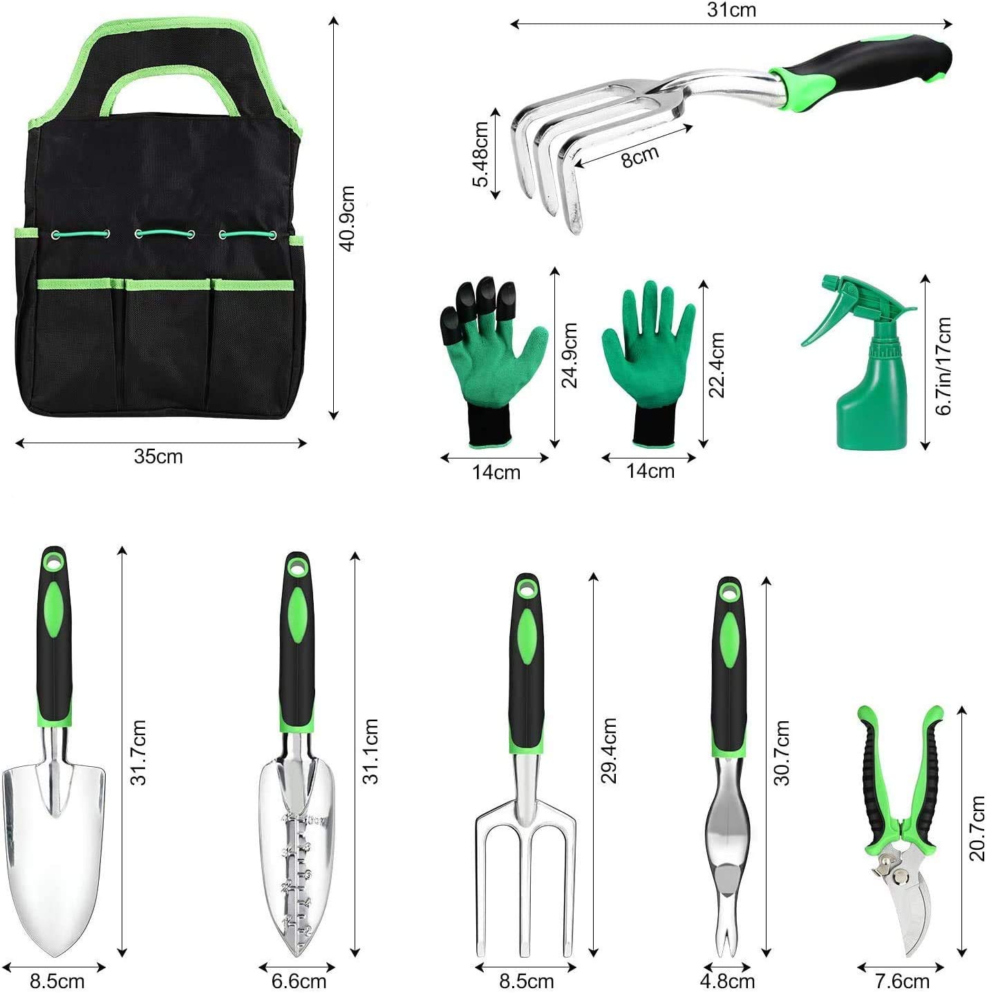 Kit D'outils De Jardinage 10 Pièces En Acier Carbone Avec Sac - Cadeau Idéal Pour Jardiniers Amateurs