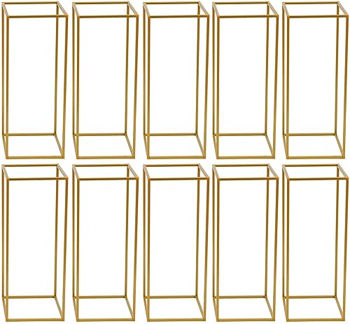 Miniatura 11 de LOYALHEARTDY 10 soportes para flores de boda, soporte de columna de jarrones de metal de 31.5 pulgadas, soporte geométrico dorado para flores