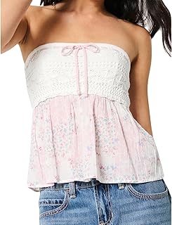 Women Floral Strapless Bandeau Top