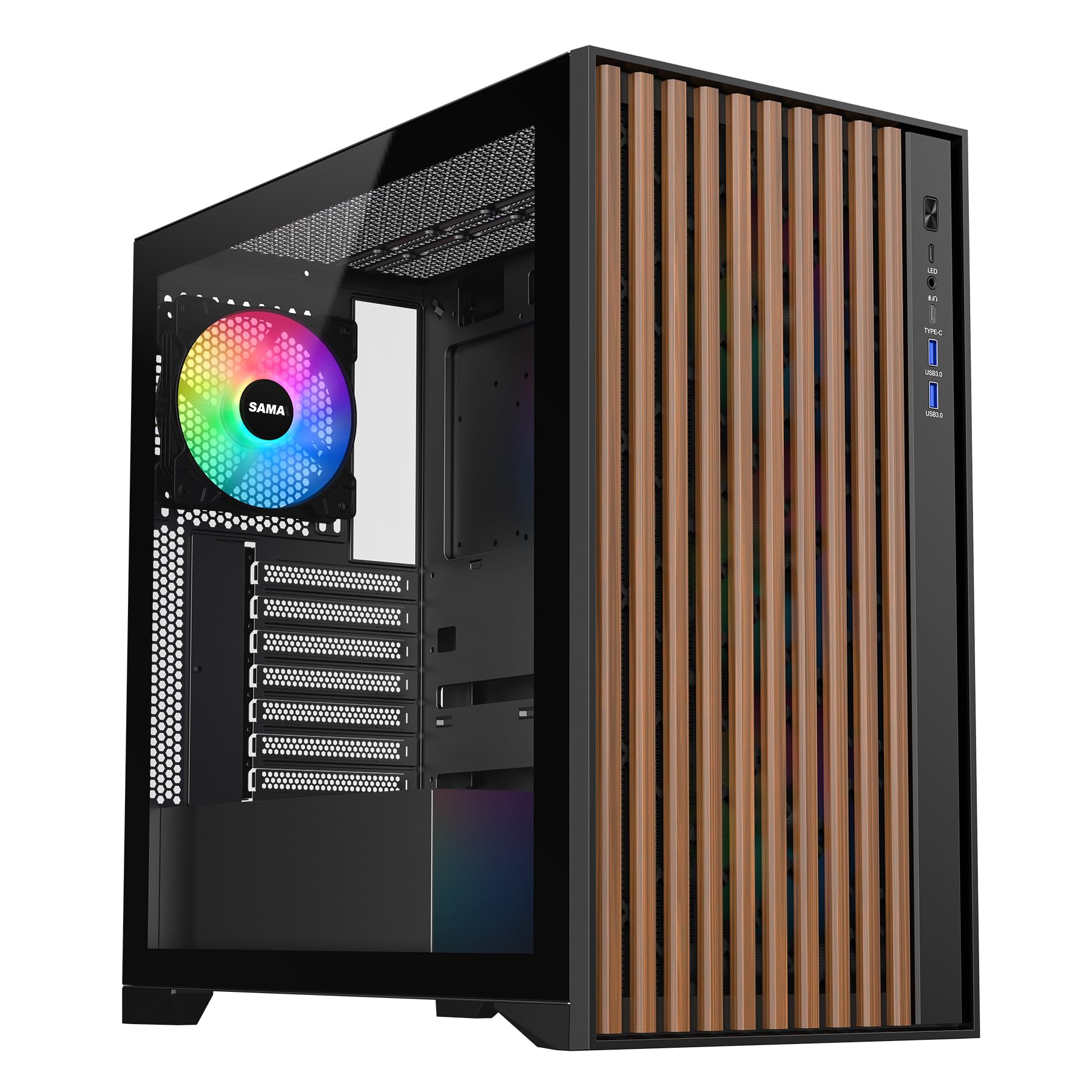 PCケース SAMA 掠影 Amazon.co.jp: SAMA PC CASE ATX 3 x 120mm ARGBファン (MB側2個